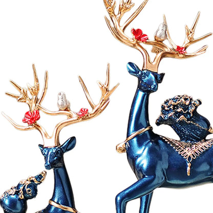 2 Pieces Deer Statues Gift Cabinet Living Room Collection Reindeer Figurines