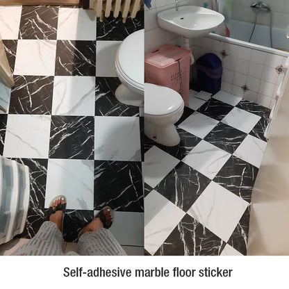 10 Pcs Simulated Marble Tile Floor Sticker PVC Waterproof Self-adhesive Living room Toilet Kitchen Home Floor Decor Wall sticker