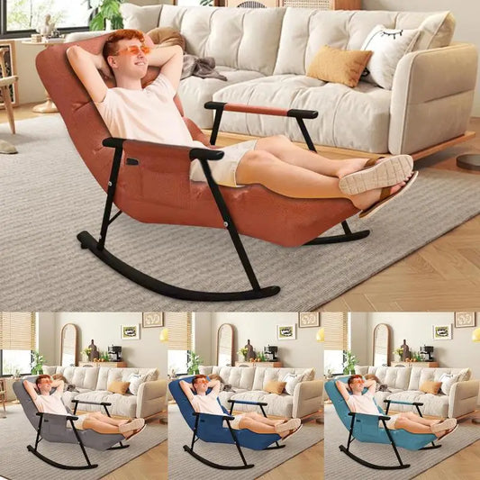 Waterproof and Anti-Fouling Extended Version Rocking Chair for Relaxation and Comfort Single Person Sofa 5 Angle Adjustment