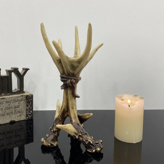 Vintage Antler Candlesticks Resin Animal Candle Holder Antlers Deer Statue Home Decor Living Room Fireplace Christmas Decoration