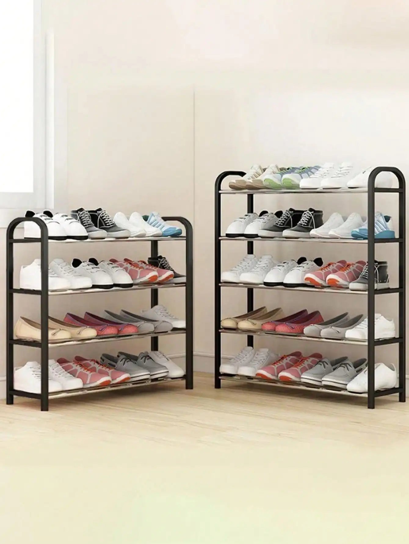 1pc Four Layer Simple Trapezoidal Shoe Rack Space Saving Bedroom Home Entrance Shoe Organizer Storage Rack Storage Shoe Cabinet