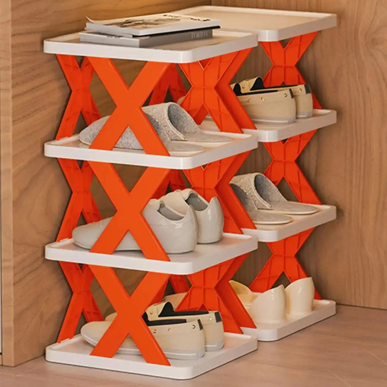 1pc-Multi-functional Assembled Shoe Cabinet X-shaped Shoe Rack Household Dust Proof Storage Simple Household Assembly Shoe Racks