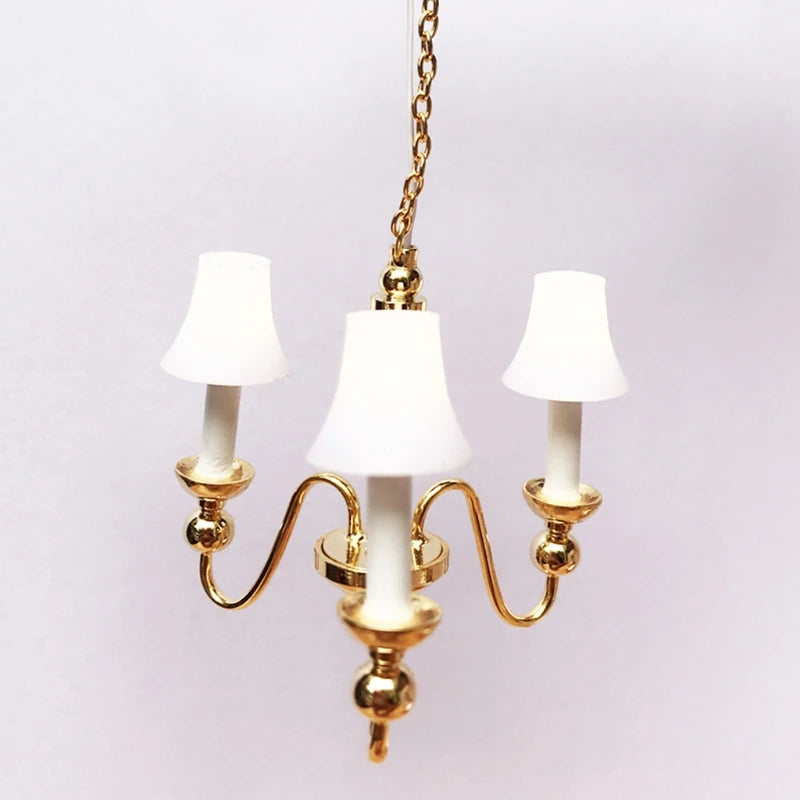 1/12 Dollhouse Miniature LED Ceiling Light Chandelier Model Living Room Bedroom Furniture Accessories