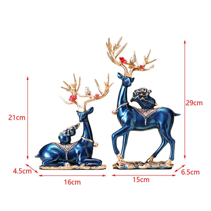 2 Pieces Deer Statues Gift Cabinet Living Room Collection Reindeer Figurines