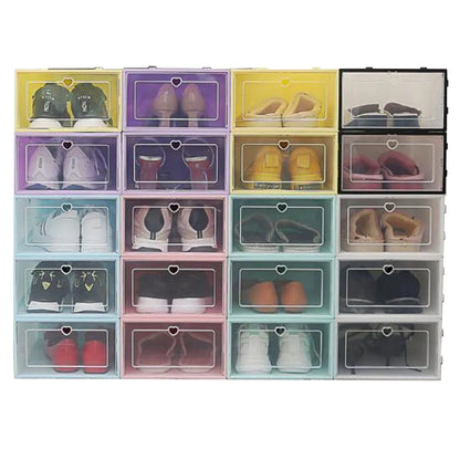 1PC Foldable Clear Shoes Storage Box Plastic Stackable Shoe Organizer