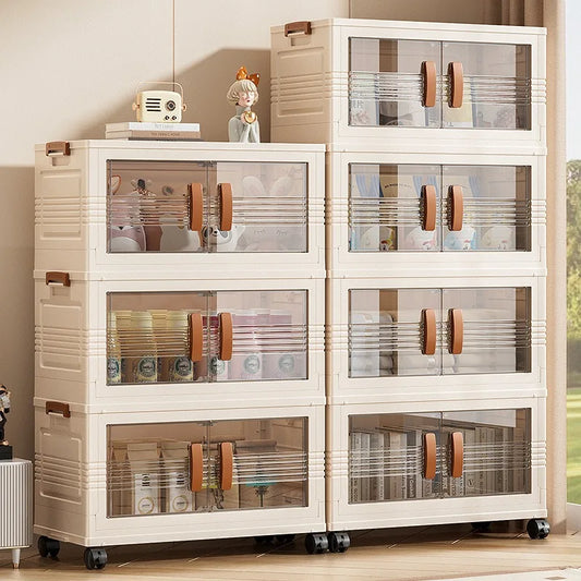 3/4/5 Layers Multifunctional Foldable Storage Cabinet Thickening Wardrobe locker With Pulley Living Room Cabinet  Storage Box