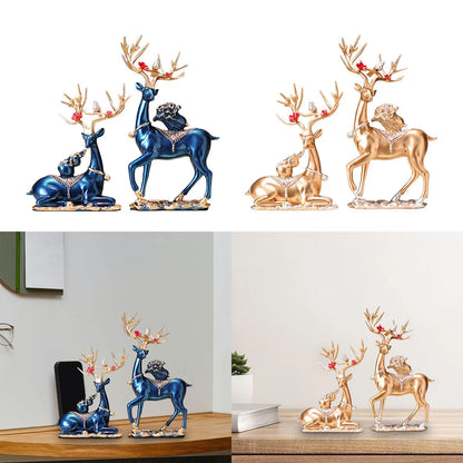 2 Pieces Deer Statues Gift Cabinet Living Room Collection Reindeer Figurines