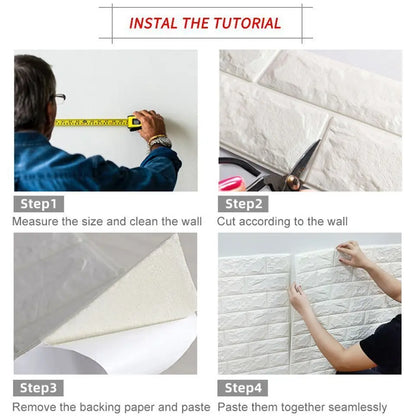 1/2/5/10m 3D Foam Brick Pattern DIY Waterproof Wall Stickers Living Room Bedroom Background Decoration Renovated Wallpaper