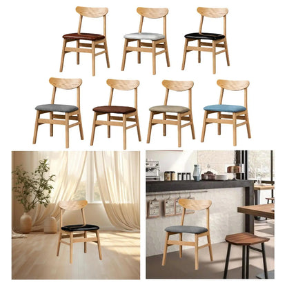 Wooden Seat Chair Armless Home Furniture Rustic with Backrest Solid Wood Chair for Hotel Indoor Lounge Coffee Shop Living Room