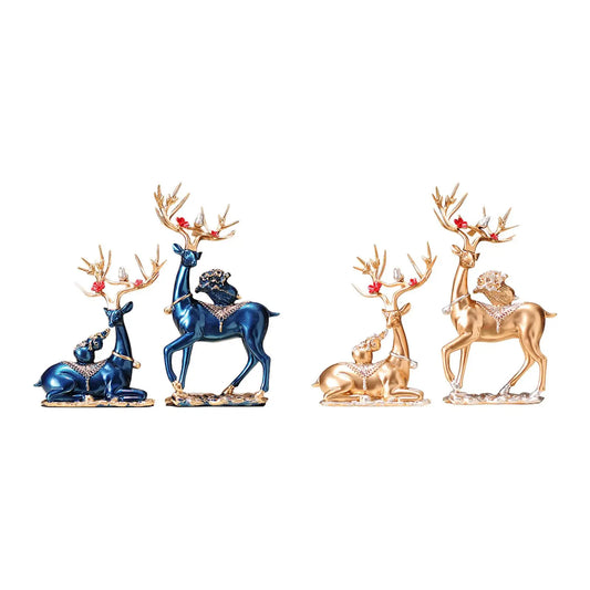 2 Pieces Deer Statues Gift Cabinet Living Room Collection Reindeer Figurines