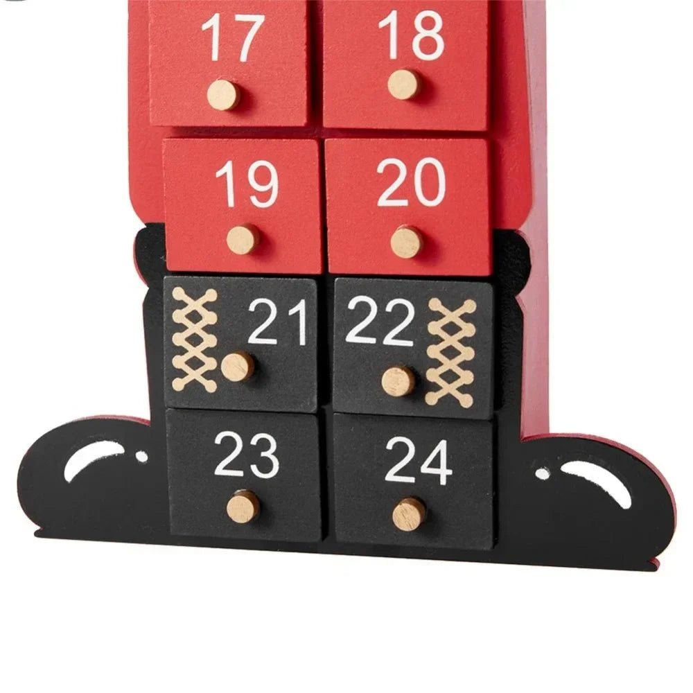 Wooden Nutcracker Advent Calendar, Christmas Countdown, Home Ornaments, Decoration with 24 Drawers, Living Room Decoration