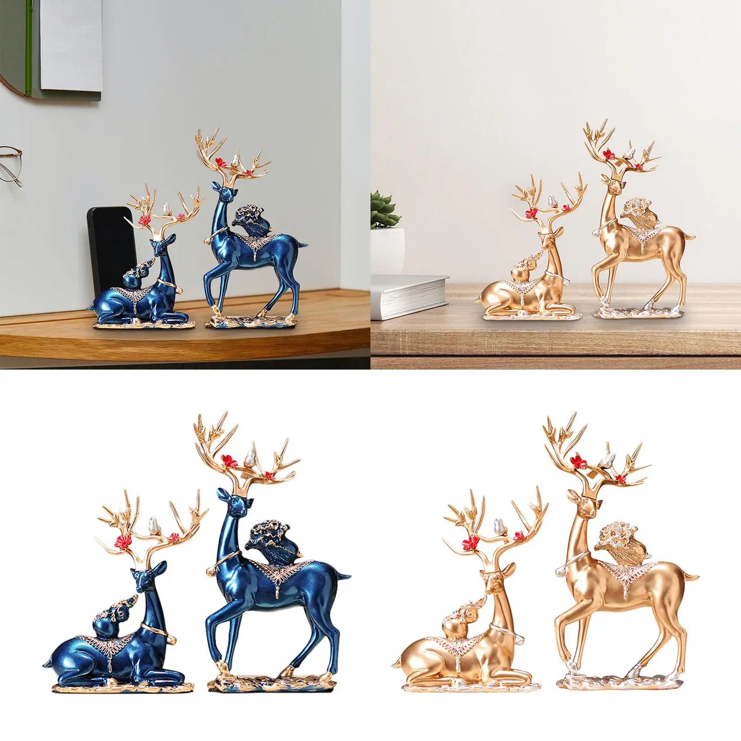 2 Pieces Deer Statues Gift Cabinet Living Room Collection Reindeer Figurines