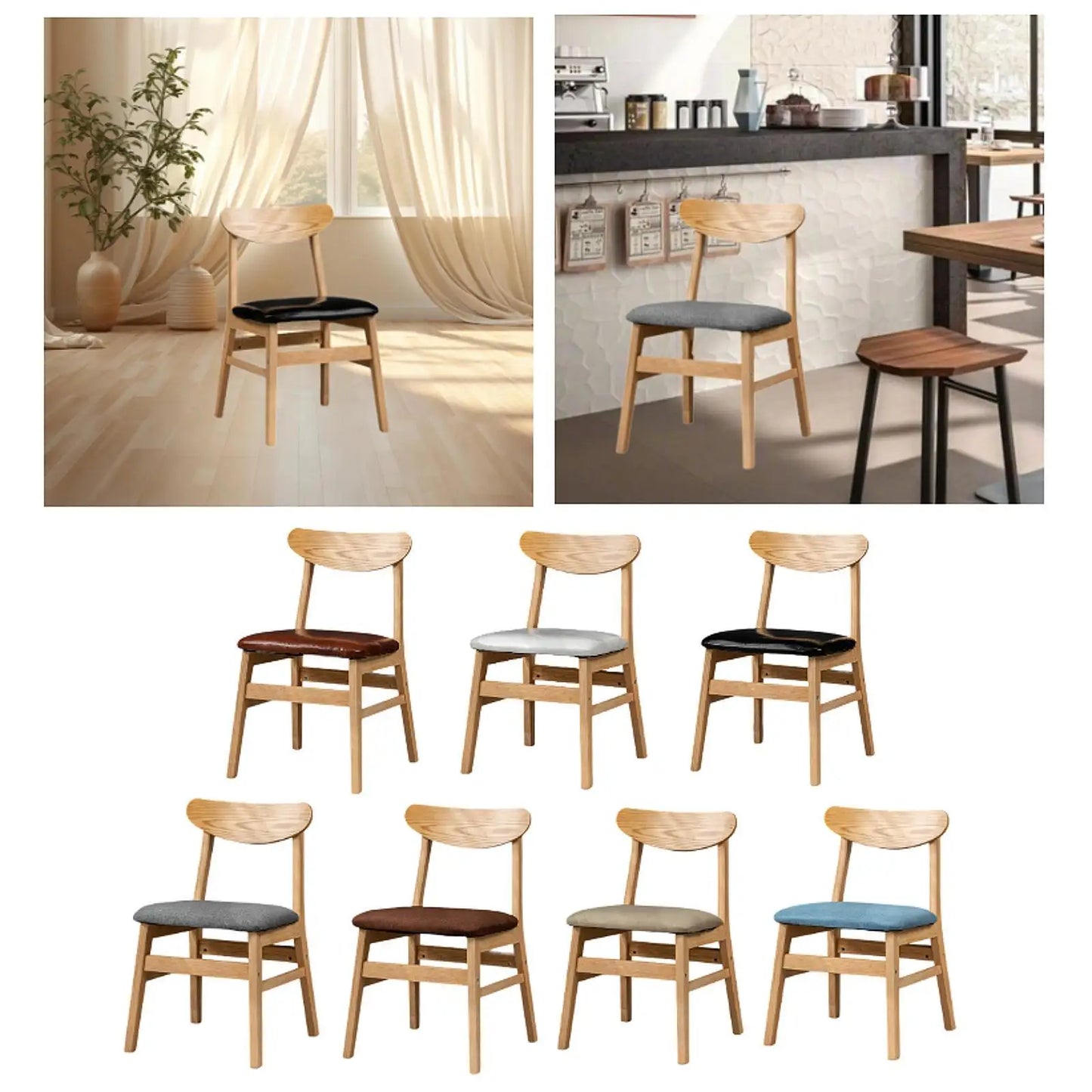 Wooden Seat Chair Armless Home Furniture Rustic with Backrest Solid Wood Chair for Hotel Indoor Lounge Coffee Shop Living Room