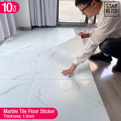 10 Pcs Simulated Marble Tile Floor Sticker PVC Waterproof Self-adhesive Living room Toilet Kitchen Home Floor Decor Wall sticker