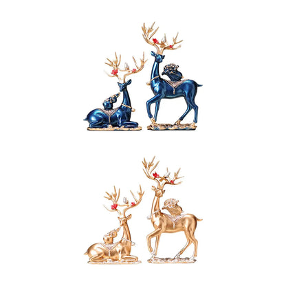 2 Pieces Deer Statues Gift Cabinet Living Room Collection Reindeer Figurines