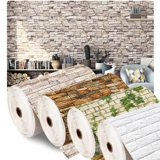 1/2/5/10m 3D Foam Brick Pattern DIY Waterproof Wall Stickers Living Room Bedroom Background Decoration Renovated Wallpaper