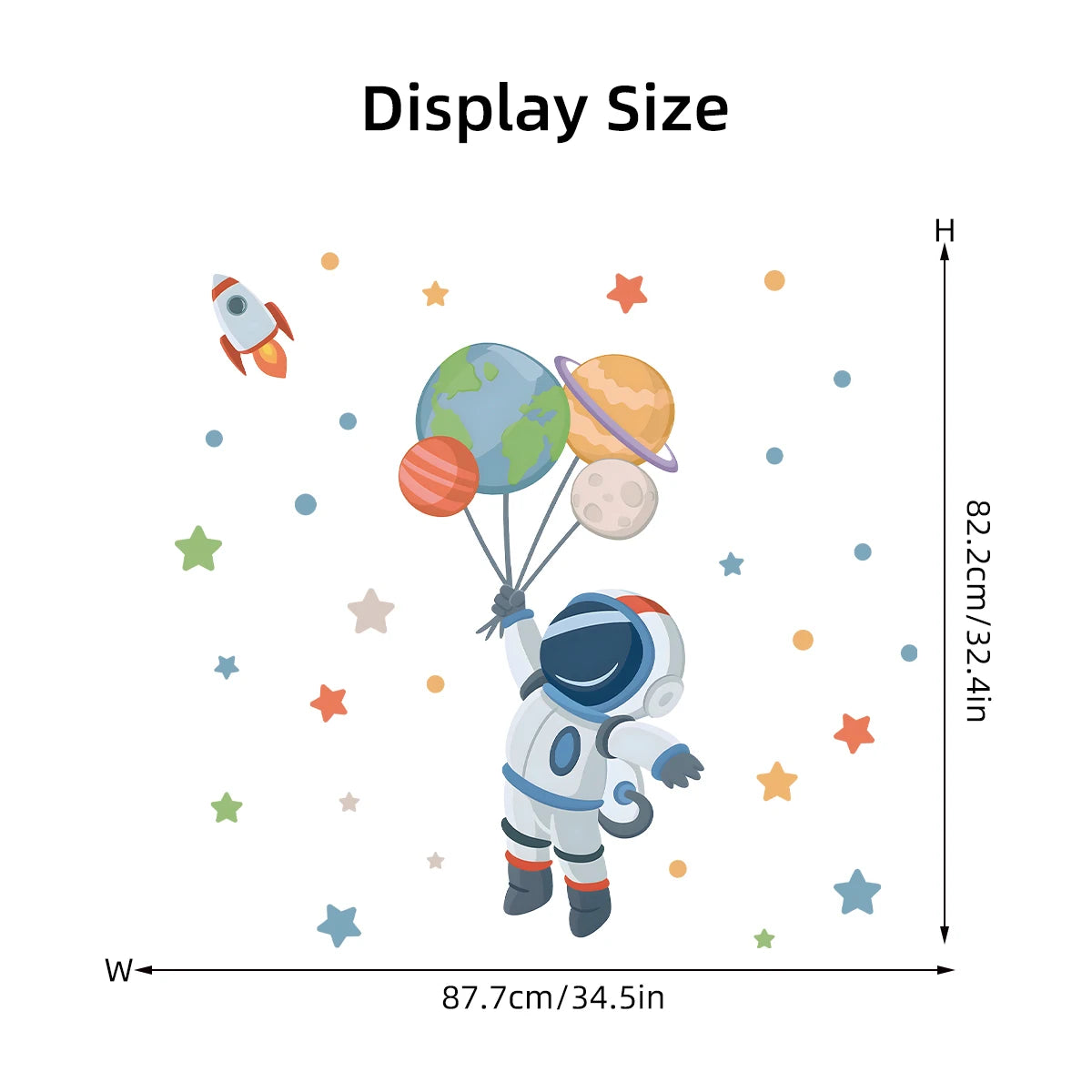 1Pc Cartoon Planet Star Astronaut Wall Sticker Children Boy Room Decoration Bedroom Kids Room Wall Decals Living Room Decor Home