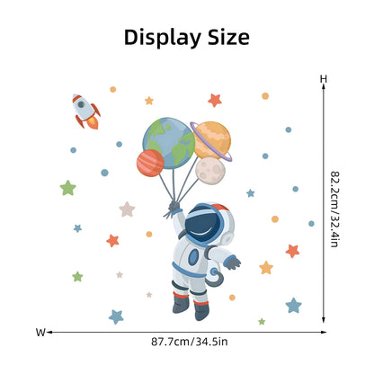 1Pc Cartoon Planet Star Astronaut Wall Sticker Children Boy Room Decoration Bedroom Kids Room Wall Decals Living Room Decor Home