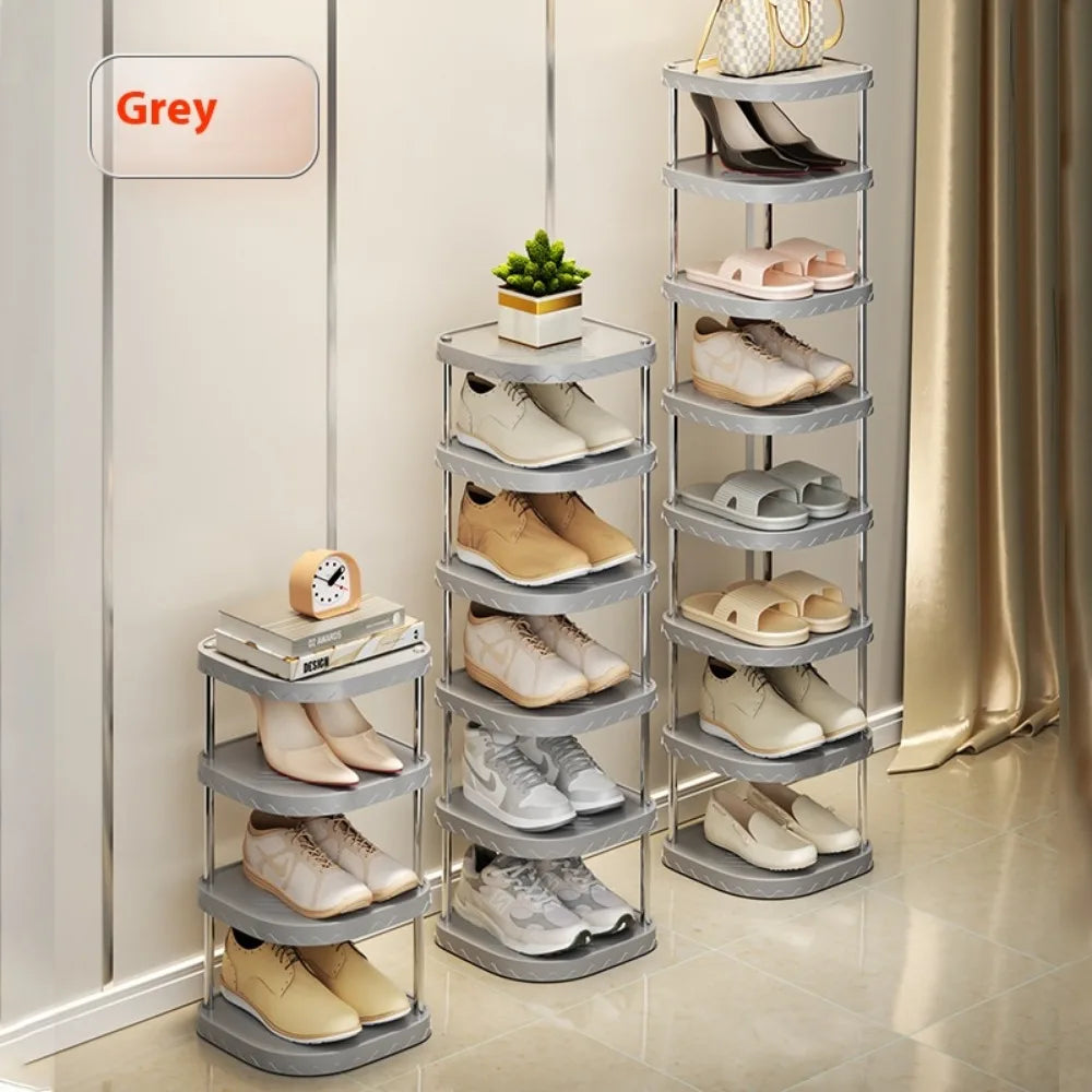 2-8 Tier Narrow Shoe Rack Shelf Space-Saving Vertical Storage Stand Shoes Rack Simple Multi-Layer Diy Easy Stacking Shoes Racks