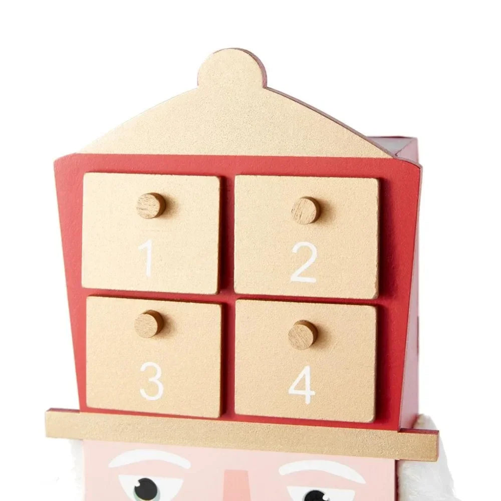 Wooden Nutcracker Advent Calendar, Christmas Countdown, Home Ornaments, Decoration with 24 Drawers, Living Room Decoration