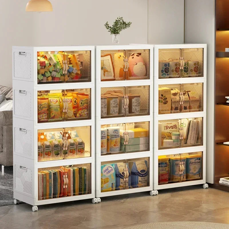 【24H Shipping】45 55 65 75cm Foldable Multi-Layer Storage Box Locker Multifunctional Living Room Cabinets Furniture Storage Shelf