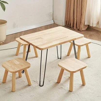 1pc All Solid Wood Shoe Changing Stool Small Walnut Color Stool Furniture for Living Room Entrance Bathroom Bedroom Kitchen