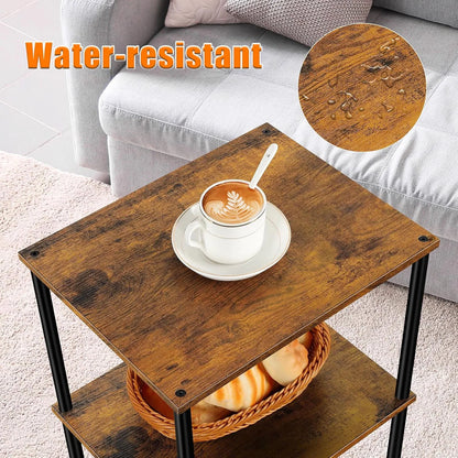 "30-Inch Tall End Table: 3-Tier Small Side Table for Compact Spaces, Vintage Nightstand with Metal Frame for Living Room and Hom