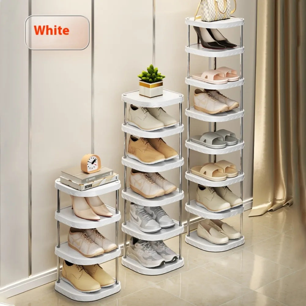 2-8 Tier Narrow Shoe Rack Shelf Space-Saving Vertical Storage Stand Shoes Rack Simple Multi-Layer Diy Easy Stacking Shoes Racks