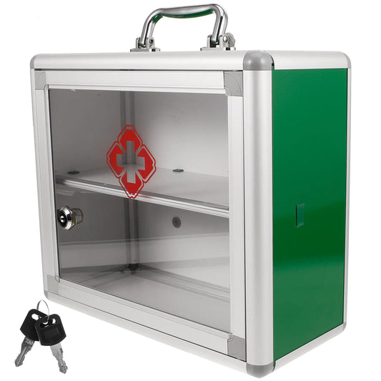 Wall Mounted First Aid Case Aluminium Alloy Emergency Medicine Box Lockable Public Secure Cabinet Organizer