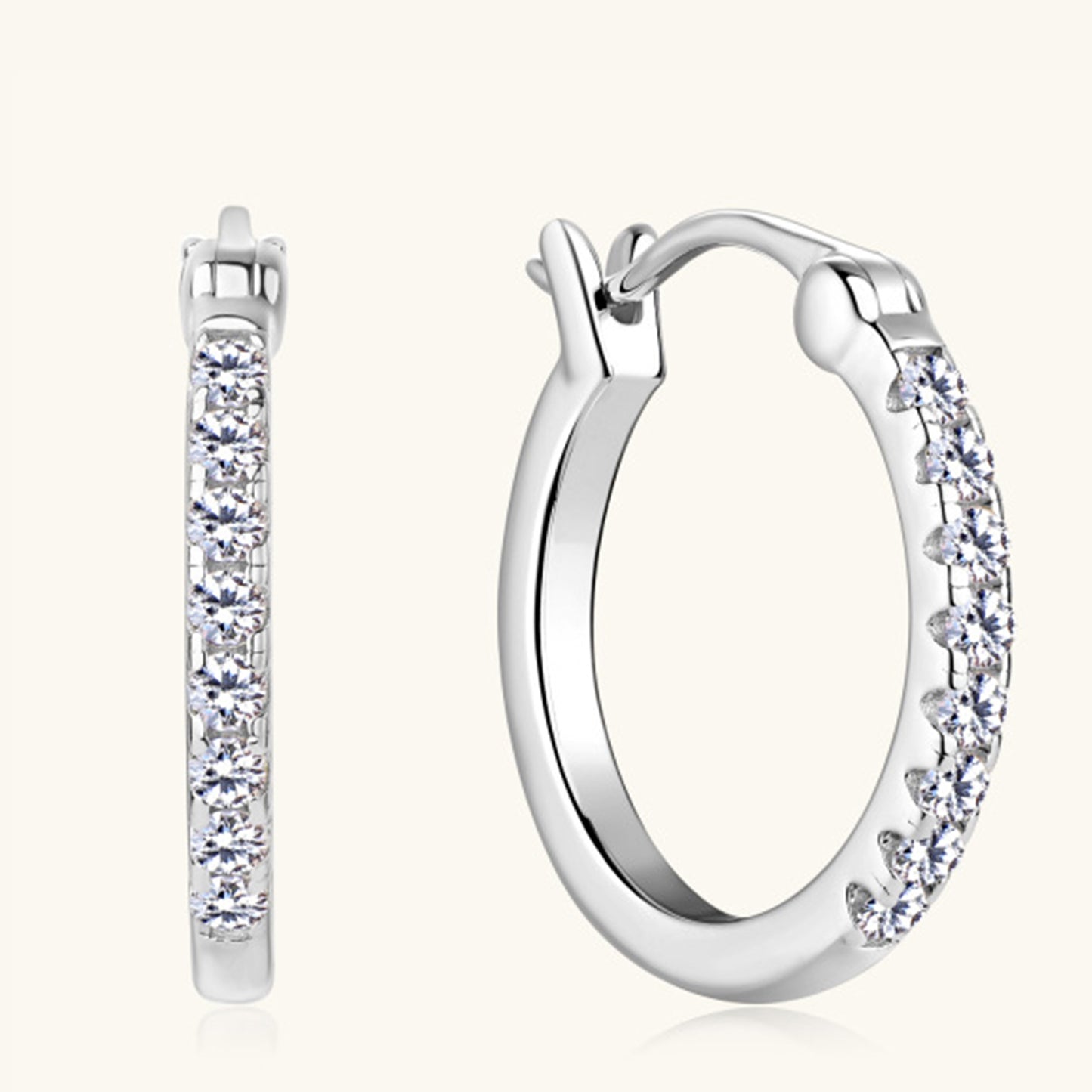 925 Sterling Silver Moissanite Huggie Earrings